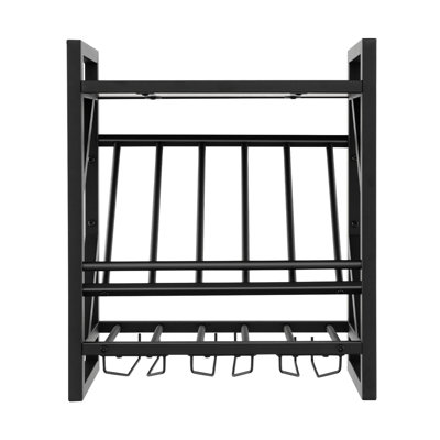 Tiante 10 Bottle Wall Mounted Wine Bottle & Glass Rack in
