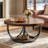 31.6" Coffee Table, Circle 2-Tier Accent Cocktail Table with Storage Shelf