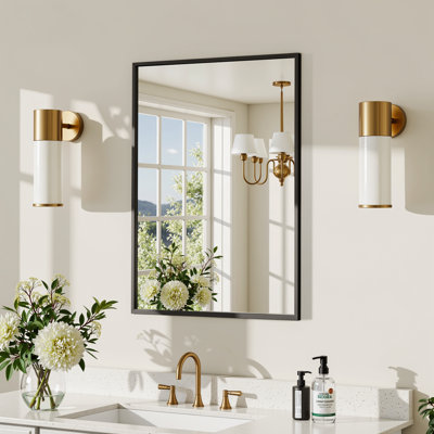 Lunara Metal Framed Rectangle Bathroom Wall Mirror with Tempered Glass