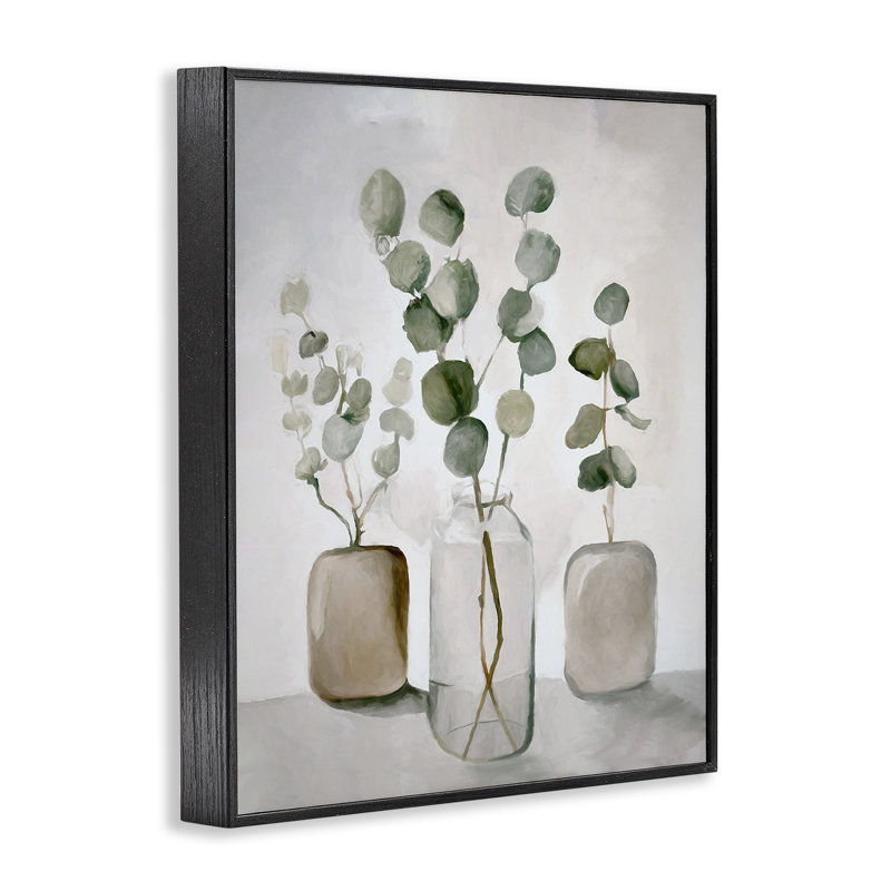Eucalyptus Still Life Botanical Canvas Print in Black Frame