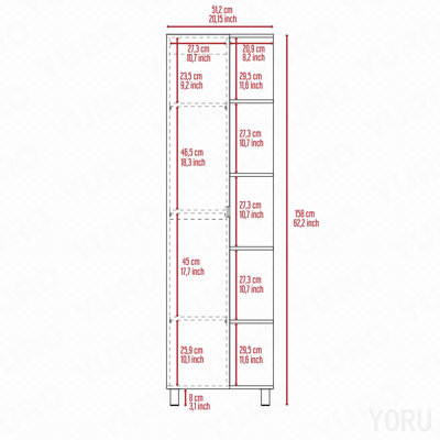 Armoire à linge, 5 tablettes - Standard