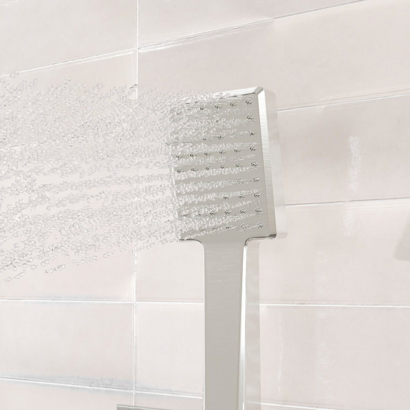 Eviva Edge Shower System With Slide Bar Hand-Shower And Thermostatic Valve, Brushed Nickel