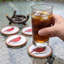 Ensemble de sous-verres en résine avec porte-brindilles et oiseau cardinal rouge