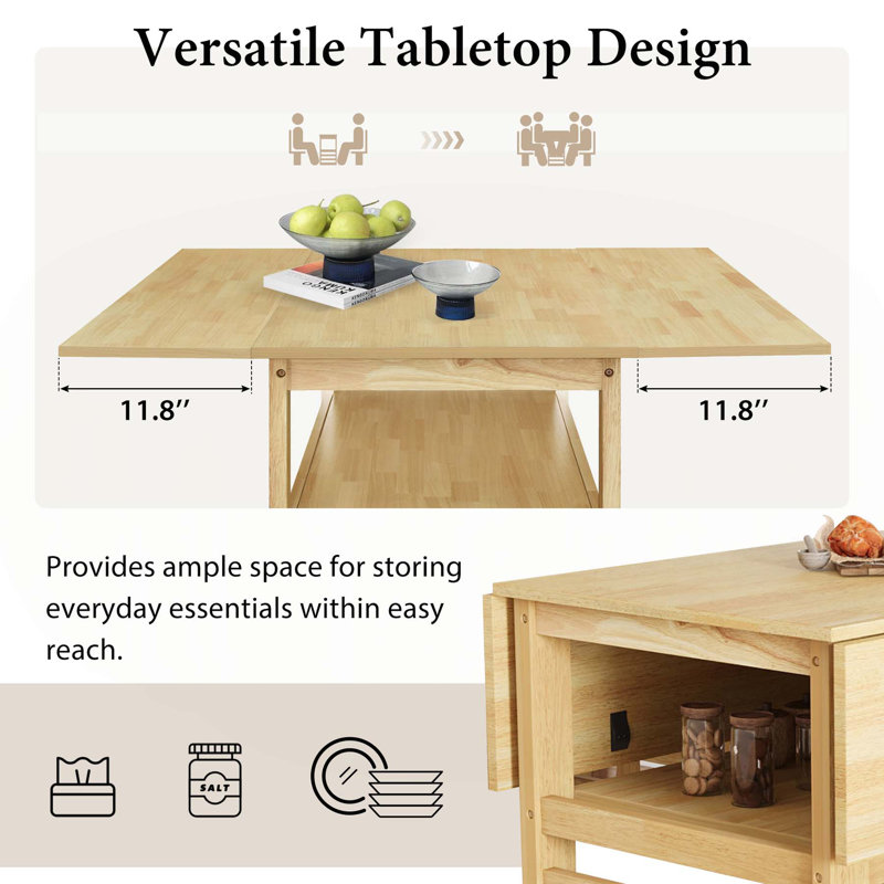 Versatile Extendable Dining Table Set with Storage and Sturdy Frame for Compact Spaces, Natural, Beige