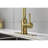 Brushed Gold Pull Out Kitchen Faucet - Stainless Steel With 3 Water Output Variations  Stream, Spray,   & User- Design High Arc In Modes Innovative Feature-718563027
