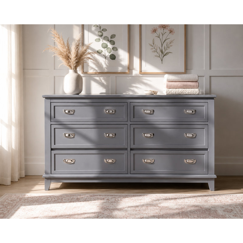 Beckett 54.5" Modern 6-Drawer Dresser, Gray