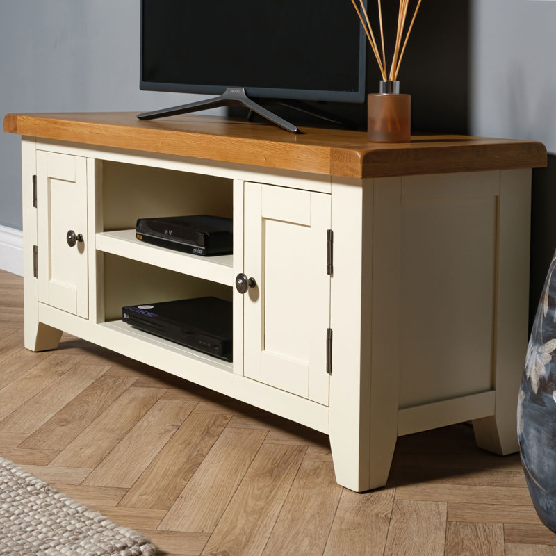 Coale Unfinished TV Stand for TVs up to 48", Cream/Brown