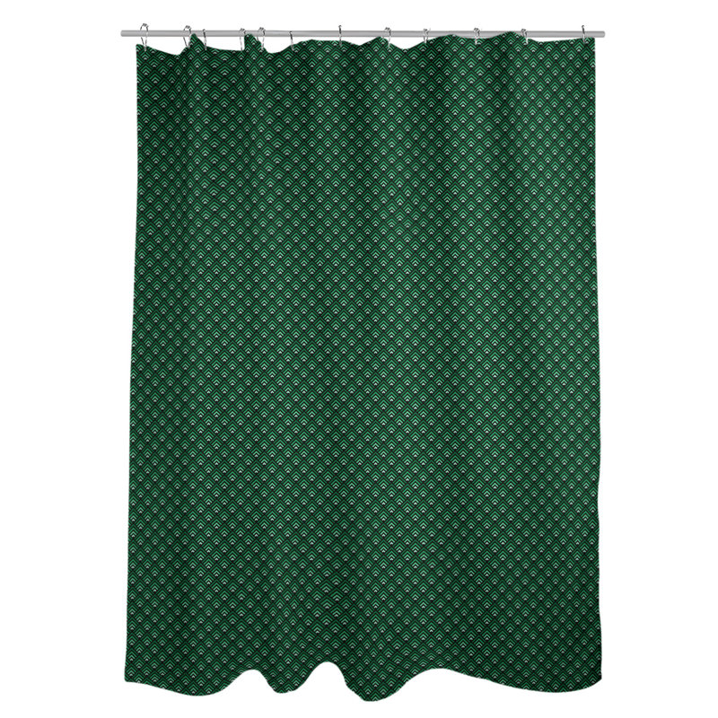 Rideau de douche simple à rayures katelyn elizabeth geometric dégradé, Noir / Vert/ Gris