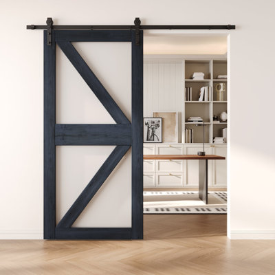 Porte de grange coulissante en bois massif non assemblé 26 x 84