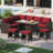 6 - Person Modular Patio Conversation Set with Cushions-1254936769