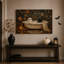 Art mural sur toile avec fantôme blanc et chat noir dans une baignoire-1506990399