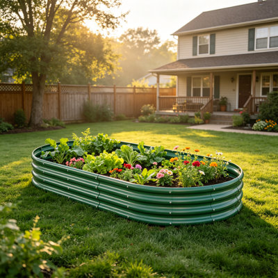 Grandes jardinières, lit surélevé moderne en acier galvanisé 8 x 4 x 1 pi pour la maison