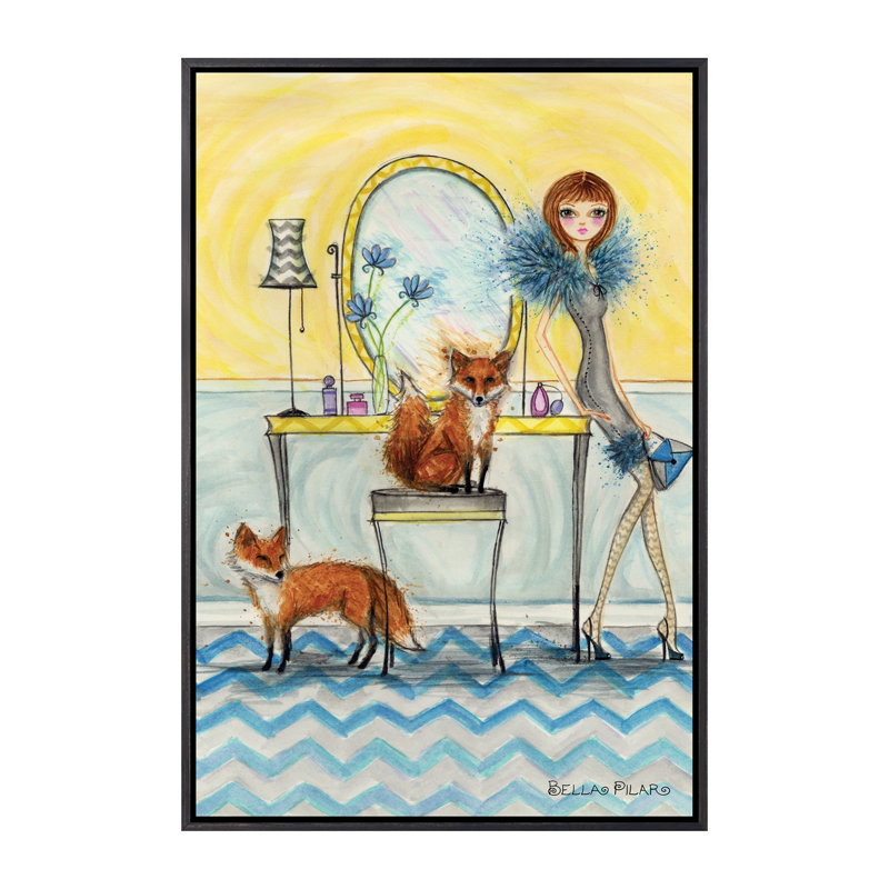 Art fiona et fox, H 26 po x l 18 po x P 1,5 po, Toile avec cadre noir patiné
