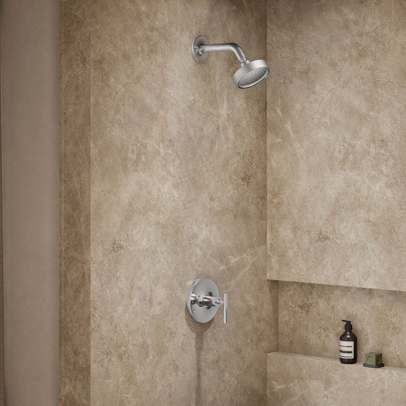 Ensemble de garniture de douche Kohist Purist Rite Temp avec poignée à levier, Chrome poli