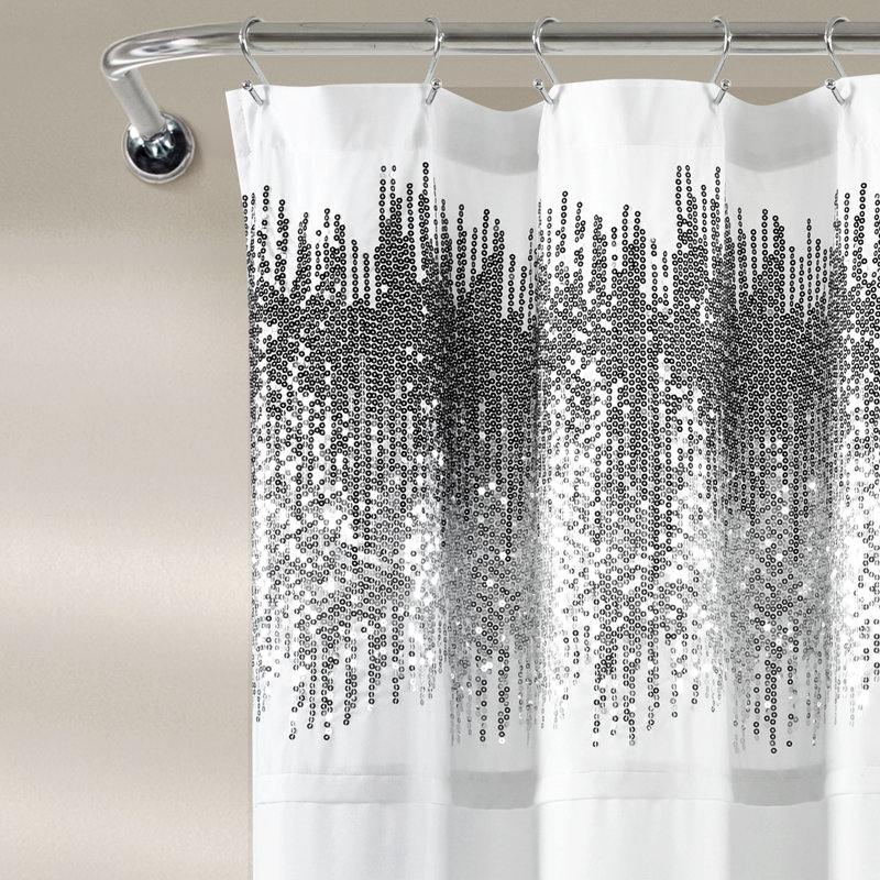 Marsham Polyester Shower Curtain, White/Black