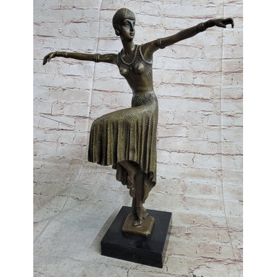 Statue danseuse turque Art Deco en bronze par D.H. Chiparus sur base de marbre