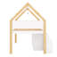 Lit mezzanine bas avec escalier, tablettes et armoires, lit mezzanine en bois avec toit-828712523