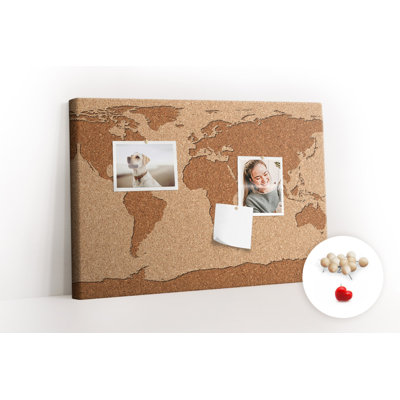 Wall Mounted cork board with print home decor message pin boards home office bulletin board ideas ideas Cork world map