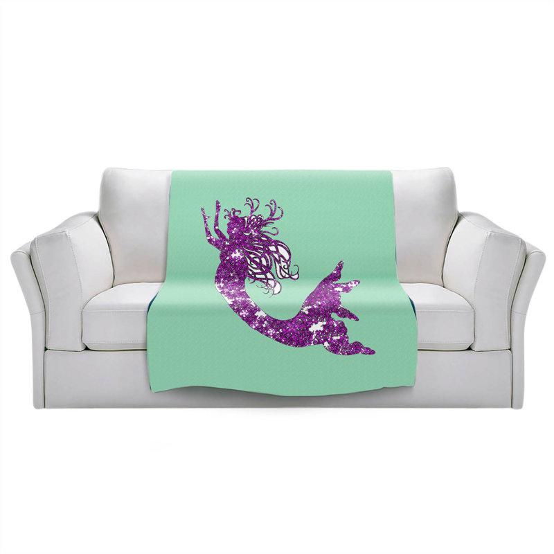 Jeté sirène , l 68 po x L 80 po, Mauve / Vert
