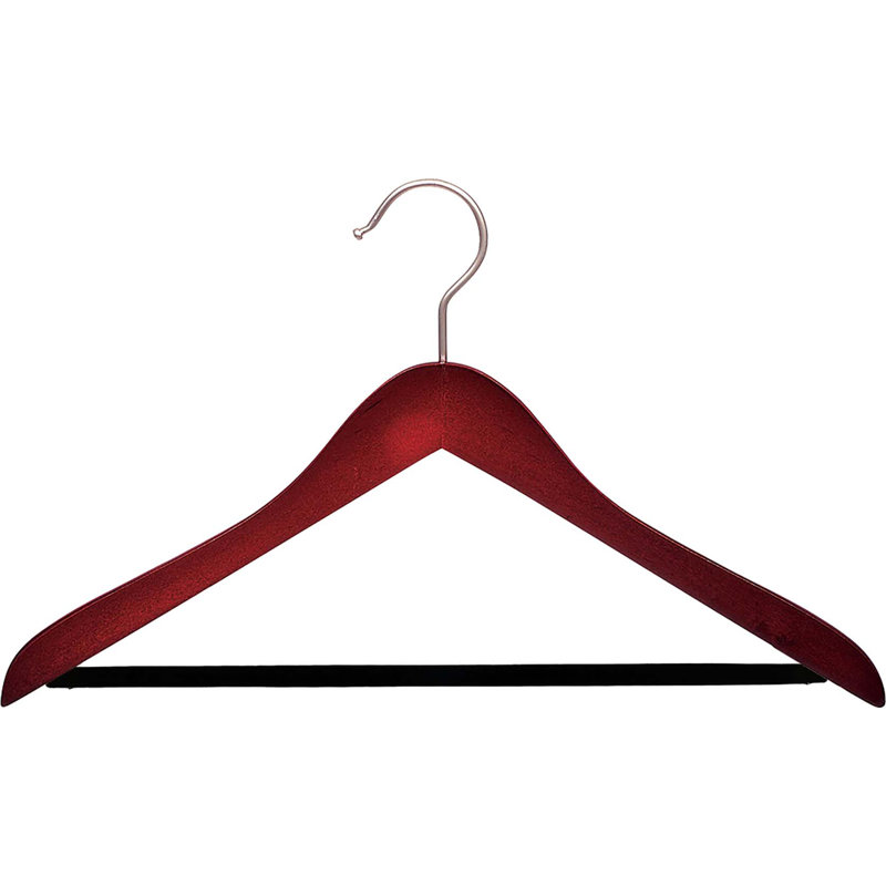 Support en bois pour costume avec barre à pantalon anti-dérapante, 12, Cerisier