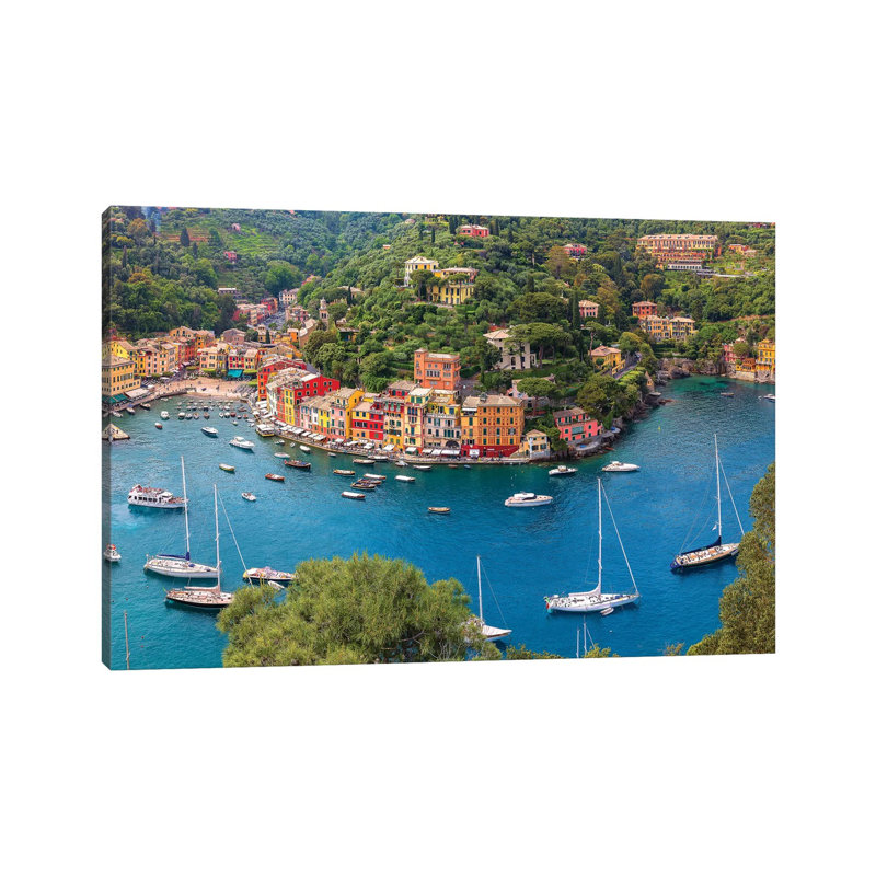 Italy, Liguria, Portofino. Aerial View Of Town And Harbor. by Jaynes Gallery - Wrapped Canvas Gallery-Wrapped Canvas Giclée