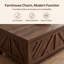 Table basse Nilla 90 cm (35,5 po) style ferme avec plateau relevable et rangement intégré, table basse carrée convertible, table centrale, table basse de rangement pour salon, salle à manger et bureau, table centrale moderne en bois avec compartiment de rangement dissimulé pour petits espaces, appartement et bureau à domicile, table basse avec plateau relevable, table basse de style ferme, brun vintage-1218366439