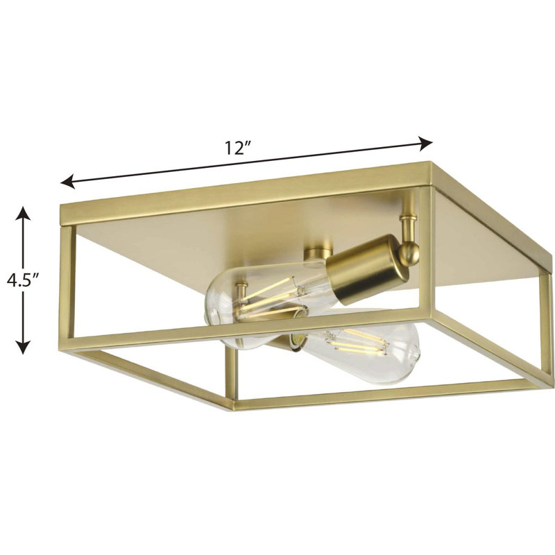 Plafonnier encastré 2 lumières Chaya, Laiton satiné