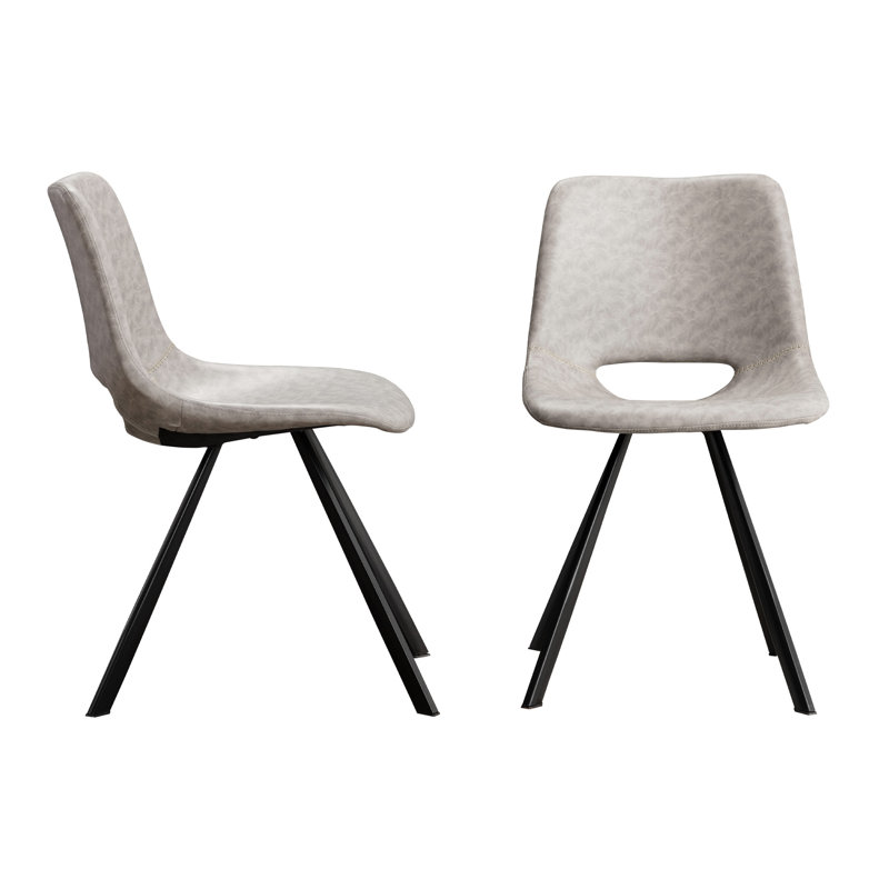 Chaise de salle à manger rembourrée en similicuir Chauer, Gris