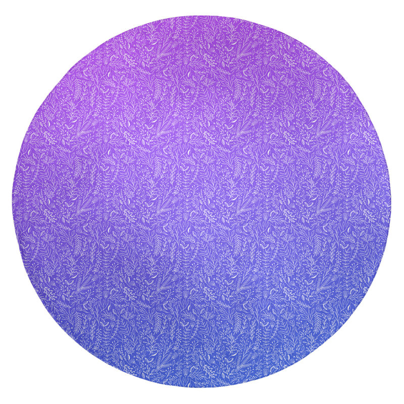 Tapis bleu / mauve Ombre Ditsy, Rond 5 pi