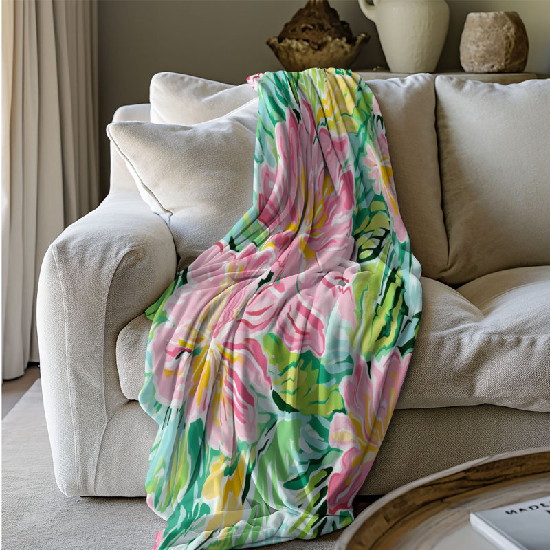 Motif de balise maritime - 1 pièce Sherpa Premium, L 60 po x L 80 po, Chic chic floral