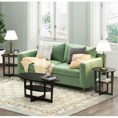 Ebern Designs Cross Legs Oval End Table Set with Storage & Reviews ...