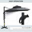 Parasol de patio décalé de 10 pi en gris, rotatif à 360 degrés, inclinable, carré, base en aluminium pour cour gris - Rotation, tuyau