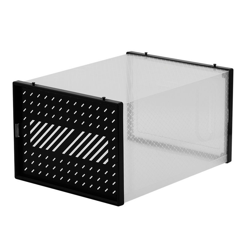12 Pair Stackable Shoe Storage Box, Black