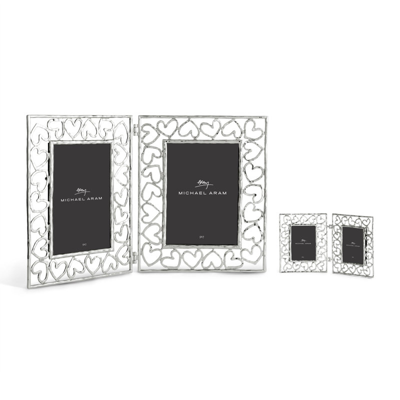 Heart Hinged Frame, Silver, 5" x 7"