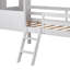 Lit mezzanine simple en bois avec deux fenêtres latérales gris et blanc antique