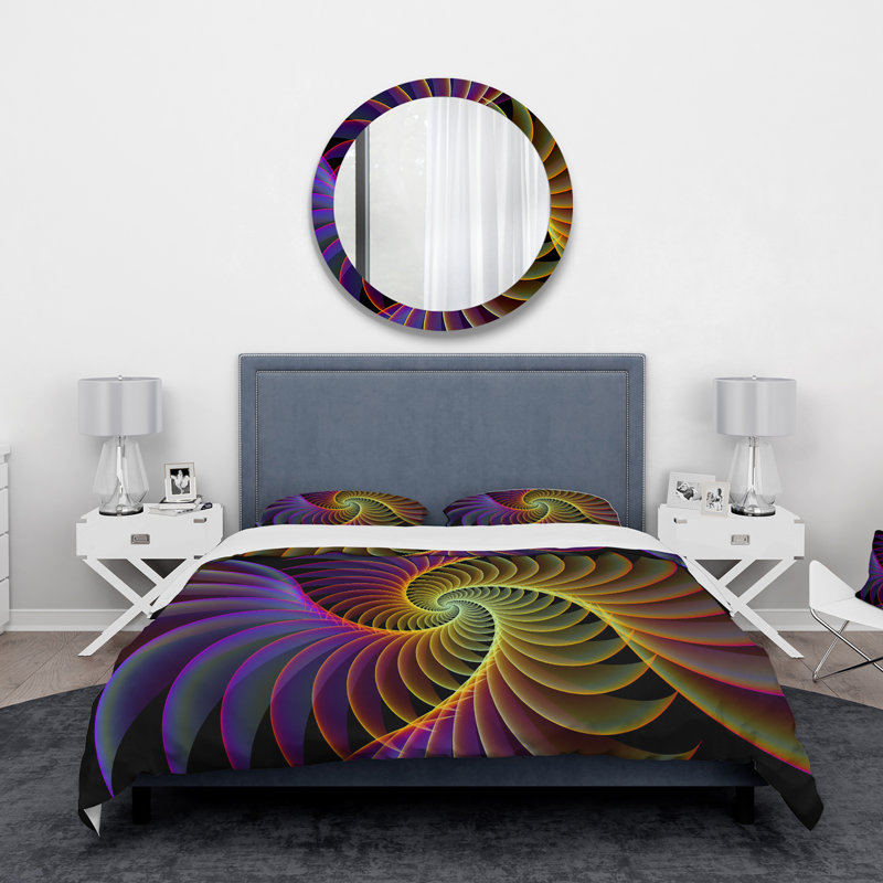 Ensemble de housse de couette spirale à géométrie fractale géométrique moderne en polyester microfibre