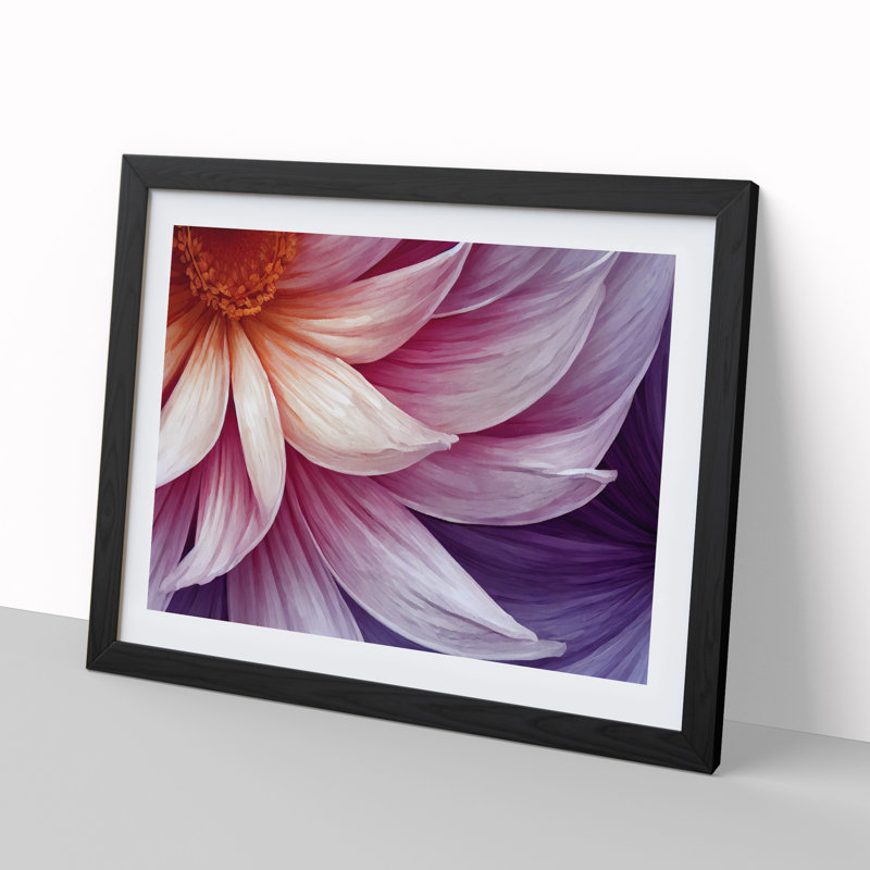 Flower Abstract - Single Picture Frame Painting, Black Framed, 46cm H x 64cm W x 2cm D