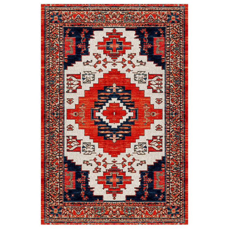 Otasna Collection Digital Print Cotton-Polyester Red Moroccan Rug, Runner 2'8" x 13'2"