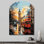 «Red Beige City London Popart II - Arch London», reproduction d'art murale en métal asymétrique