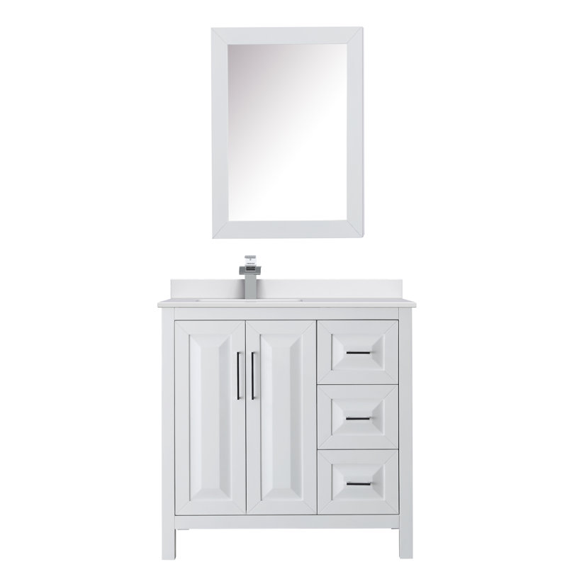 Daria 36'' W Single Vanity, Carrara Cultured Marble, Dark Gray, Polished Chrome