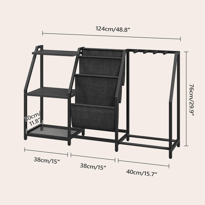 Guitar Rack, Multiple Guitar Stand With Storage And Sling Fabric Pouches For 5 Acoustic Guitar, Bass, Vinyl Records And Amp, With Anti-Slip Sponge Covers, For Music Studio