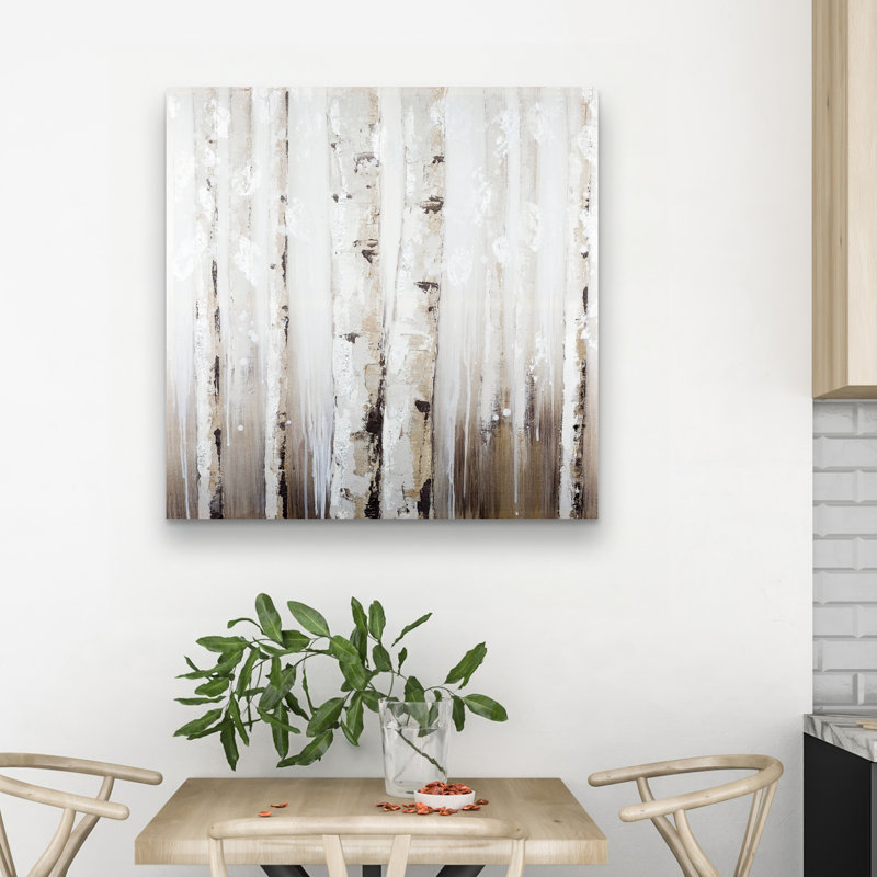 Abstract birches - 32"x32" art on canvas