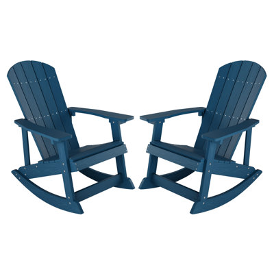 Outdoor Rocking Chair,Adirondack Rocking Chair,Patio Rocker Chair With Wide Back,Oversized Rocker Chair Look Like Real Wood(Set Of 2) by Rosecliff Heights