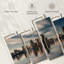 Detroit Skyline Reflection - Ensemble de 5 toiles tendues-1917392069