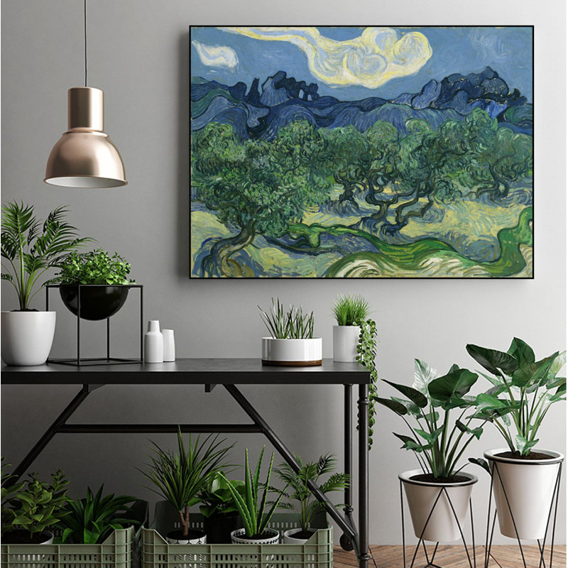 Olive Trees par Vincent Van Gogh - reproduction sur toile flottante, H 18 po x l 24 po