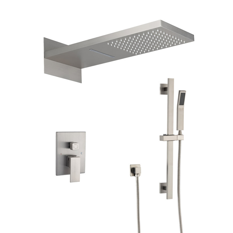 Diverter Complete Shower System with Rough in-Valve, Brushed Nickel