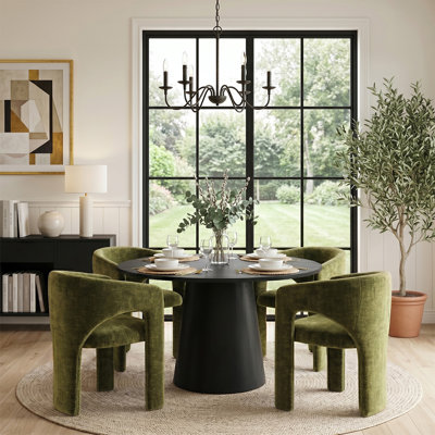 Ensemble de table de salle à manger 5 pièces pour 4 personnes avec chaises rembourrées en chenille