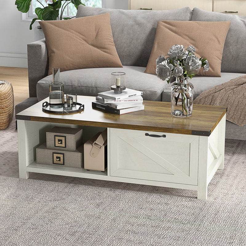 Chudleigh Coffee Table, White, Brown Wood