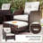 5-Piece Wicker Patio Conversation Set Outdoor Seating Group with Table and White Cushions-458722854