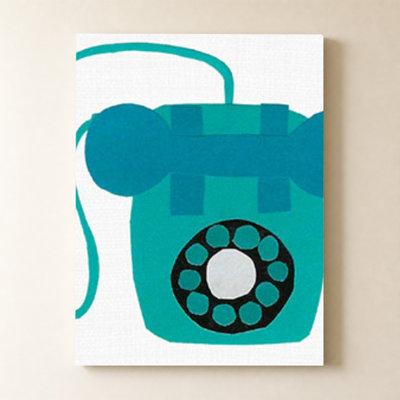 «Retro Téléphone Blue» par Jen Bucheli - Impression sur toile